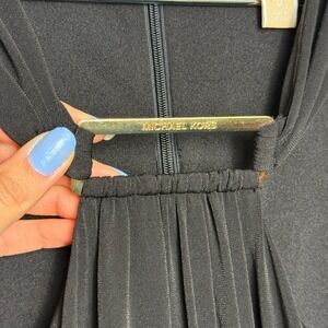 Michael Kors Sleeveless Black Jumpsuit Gold Logo‎ Hardware Belted Size M